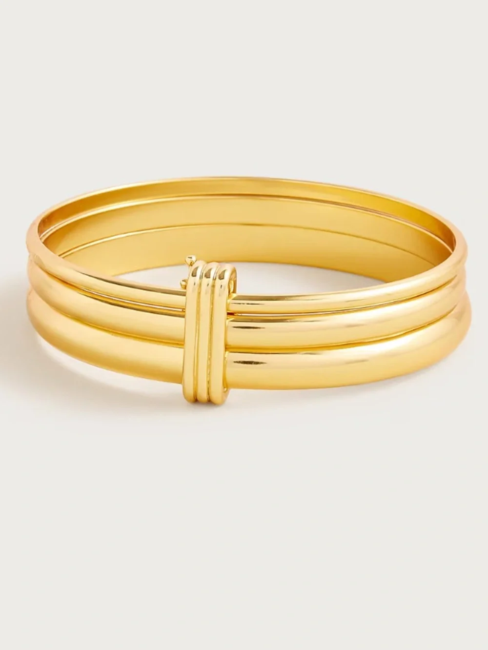 J. CREW LAYERED METALLIC BRACELET SET GOLD TONE NWT
